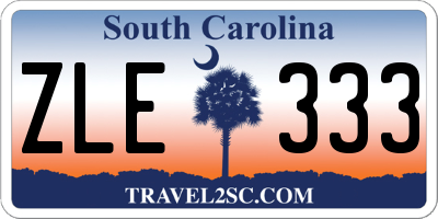 SC license plate ZLE333