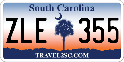SC license plate ZLE355