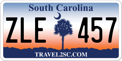 SC license plate ZLE457