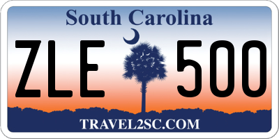 SC license plate ZLE500