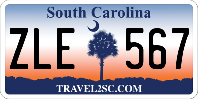 SC license plate ZLE567