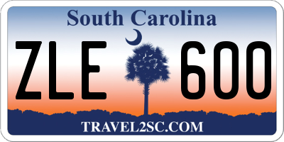 SC license plate ZLE600