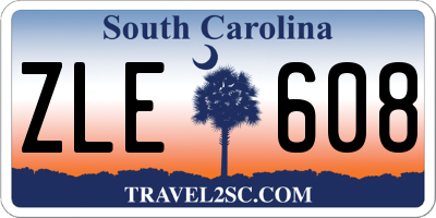 SC license plate ZLE608
