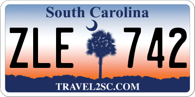 SC license plate ZLE742