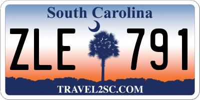 SC license plate ZLE791