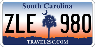 SC license plate ZLE980