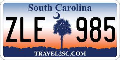 SC license plate ZLE985