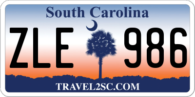 SC license plate ZLE986