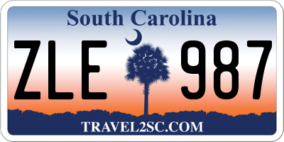 SC license plate ZLE987
