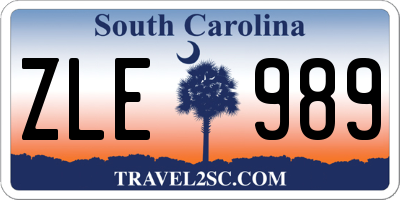 SC license plate ZLE989