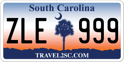 SC license plate ZLE999