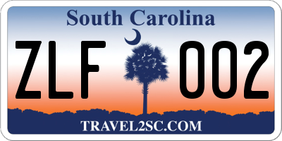 SC license plate ZLF002