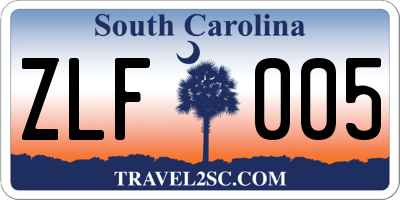 SC license plate ZLF005
