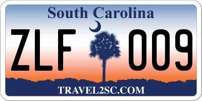 SC license plate ZLF009