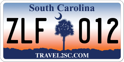 SC license plate ZLF012