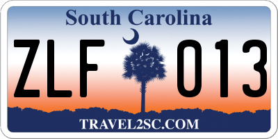 SC license plate ZLF013