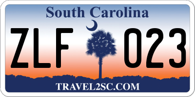 SC license plate ZLF023