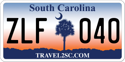 SC license plate ZLF040