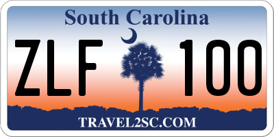 SC license plate ZLF100