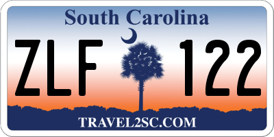 SC license plate ZLF122