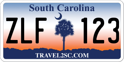 SC license plate ZLF123