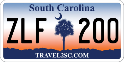 SC license plate ZLF200
