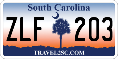 SC license plate ZLF203