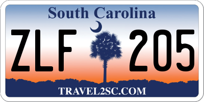 SC license plate ZLF205