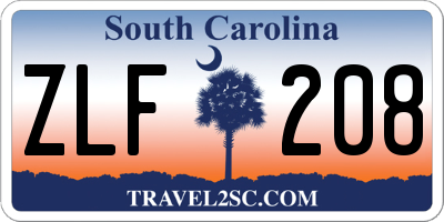 SC license plate ZLF208