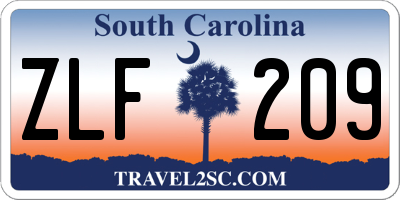 SC license plate ZLF209