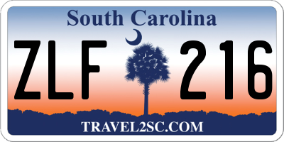 SC license plate ZLF216