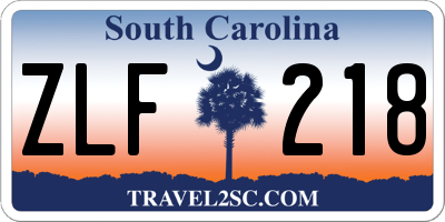 SC license plate ZLF218