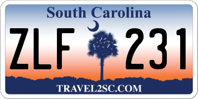 SC license plate ZLF231