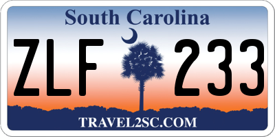 SC license plate ZLF233