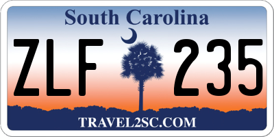 SC license plate ZLF235