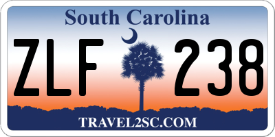SC license plate ZLF238