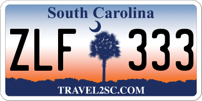 SC license plate ZLF333