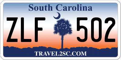 SC license plate ZLF502