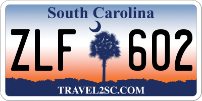 SC license plate ZLF602