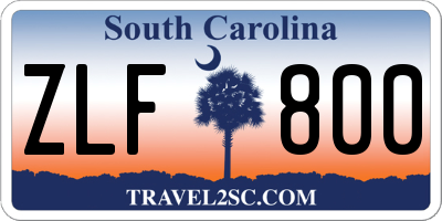 SC license plate ZLF800
