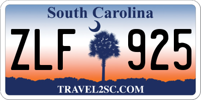 SC license plate ZLF925