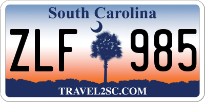 SC license plate ZLF985