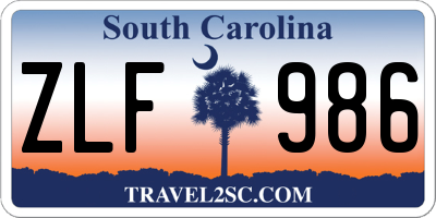 SC license plate ZLF986