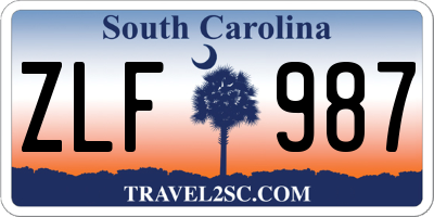 SC license plate ZLF987