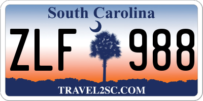 SC license plate ZLF988