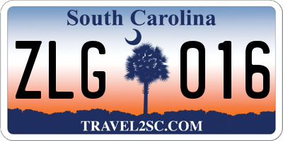 SC license plate ZLG016