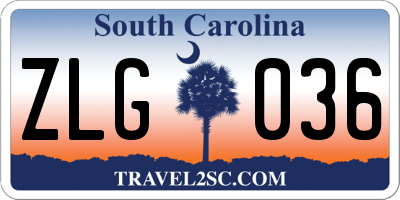 SC license plate ZLG036