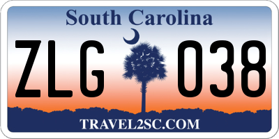 SC license plate ZLG038