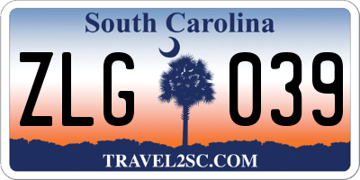 SC license plate ZLG039