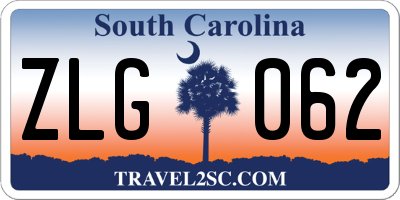 SC license plate ZLG062